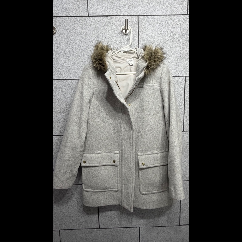Women's Gray Fur-Trimmed Coat